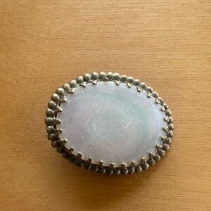 Silver-Tone Oval Mother of Pearl Brooch